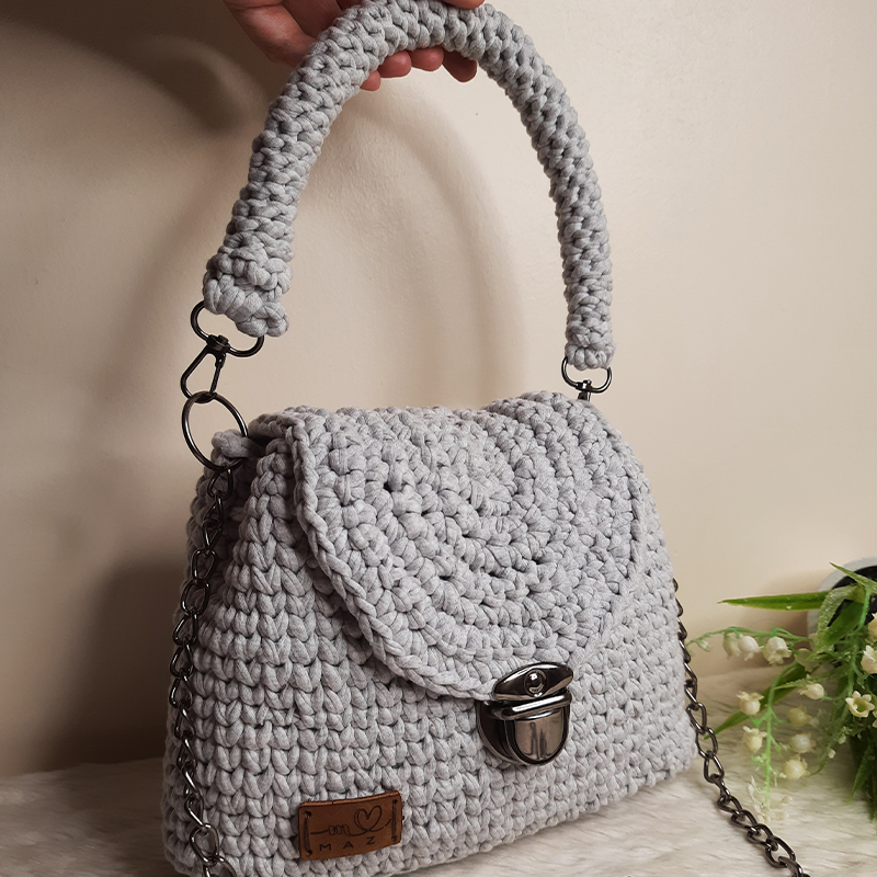 Gray Crochet Bag - MAZ Handmade